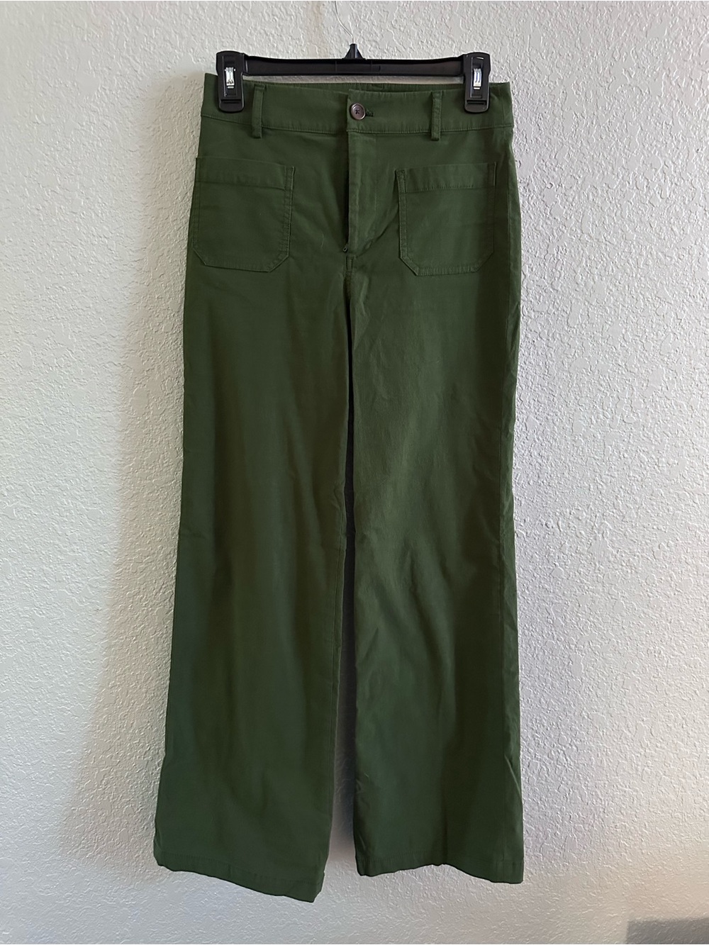 J.Crew Lizzie Wide Leg Linen Blend Pants with Patch Pockets Olive‎ Green Size 25